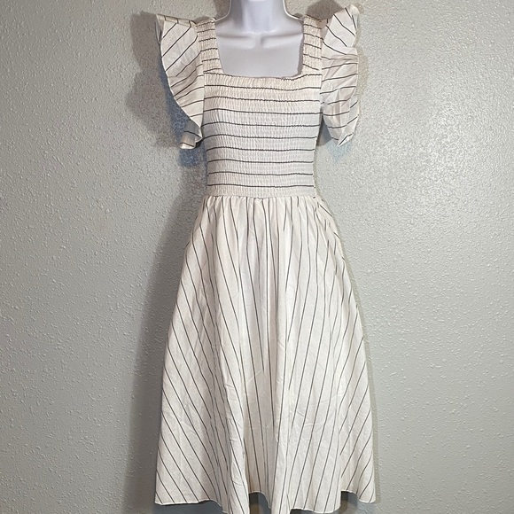 Simplee Apparel White and Black Striped Midi Dress - Picture 1 of 8